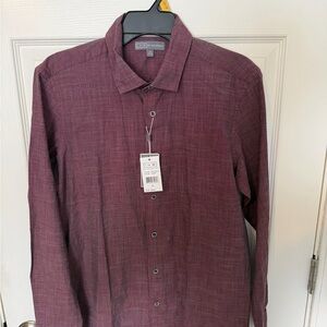 Ike Behar Men's Burgundy Casual Button Down Shirt